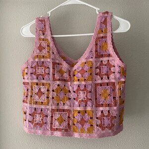 Rebellion Again Crochet Granny Squares Vest Crop Top
